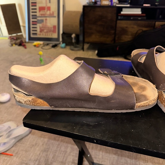 BIRKENSTOCK Milano Oiled Leather Habana 16-16.5 Regular EU 49 Worn Used Clean - Picture 8 of 9